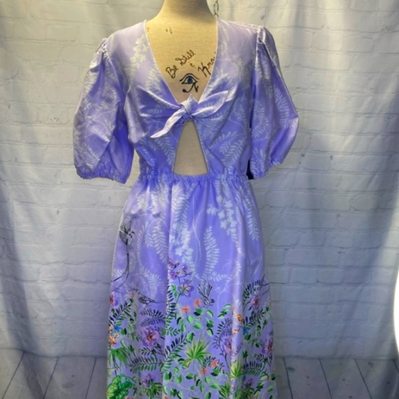 Lavender floral print dress by INC International Concepts with tie front - Picture 16 of 16